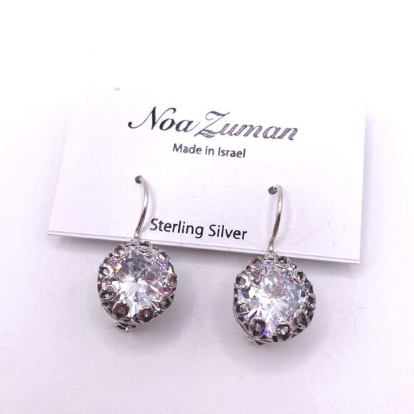 Noa Zuman Sterling Silver and CZ crystals Earrings Made in Israel - Picture 2 of 5